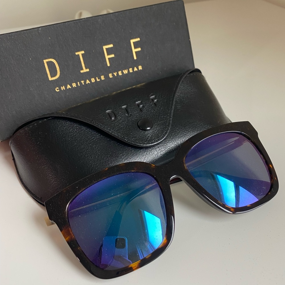 DIFF eyewear Bella polarized sunglasses tortoise shell teal color